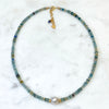 Roman Glass & 14k Gold Filled Bead Necklaces with Tahitian or White Edison Pearl