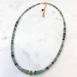 Roman Glass & 14k Gold Filled Bead Necklaces with Tahitian or White Edison Pearl