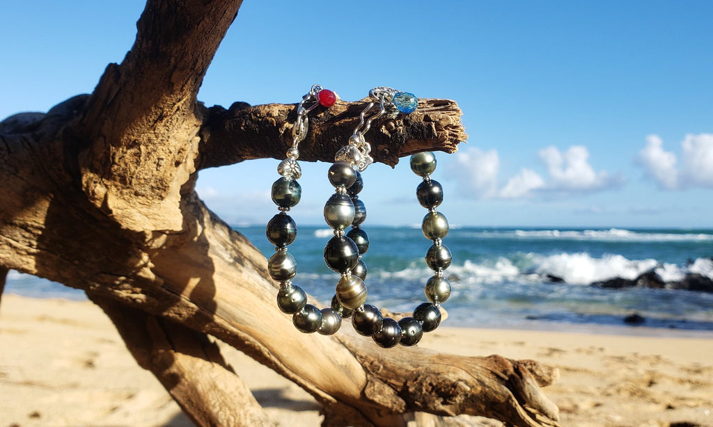 Handmade Jewelry featuring natural color Tahitian Black Pearls
