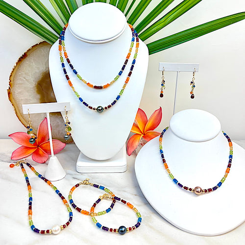 Multi Gemstone, Pearls & 14k Gold Filled Rainbow Jewelry
