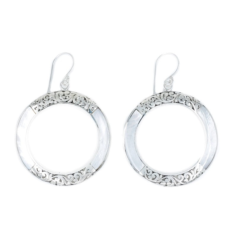 Round Hoop Earring | Shimmering Silver Earring