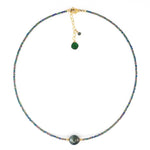 Tahitian Pearl & Green Hematite Necklace