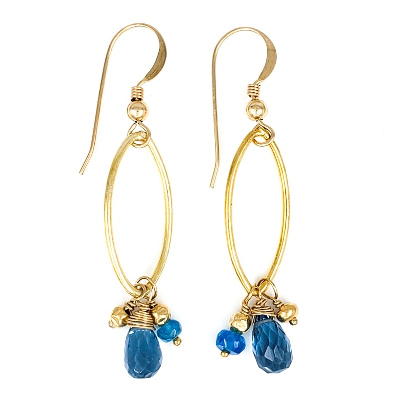 Blue Topaz & Apatite Gold Earrings