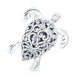 Filigreed Sterling Silver Turtle Pendant