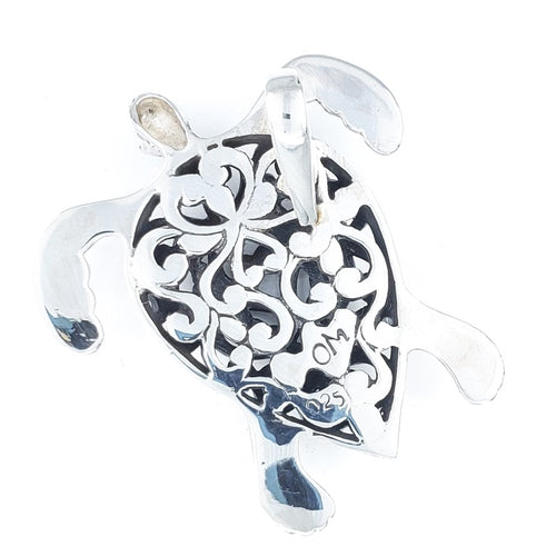 Filigreed Sterling Silver Turtle Pendant