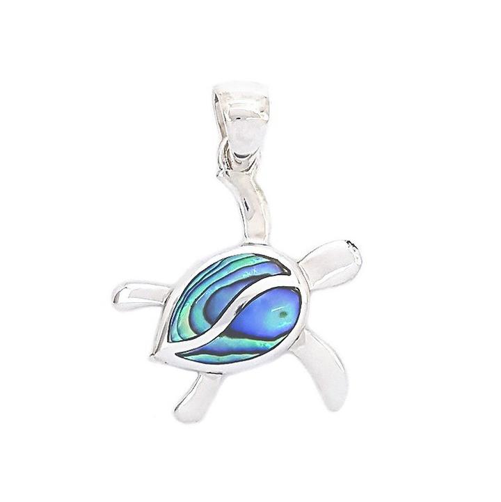 Petroglyph Turtle Pendant with Abalone Shell & Sterling Silver