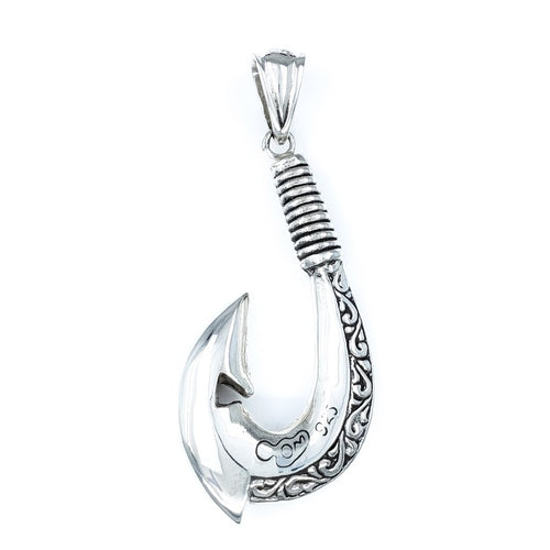 Ornate Sterling Silver Fish Hook Pendant