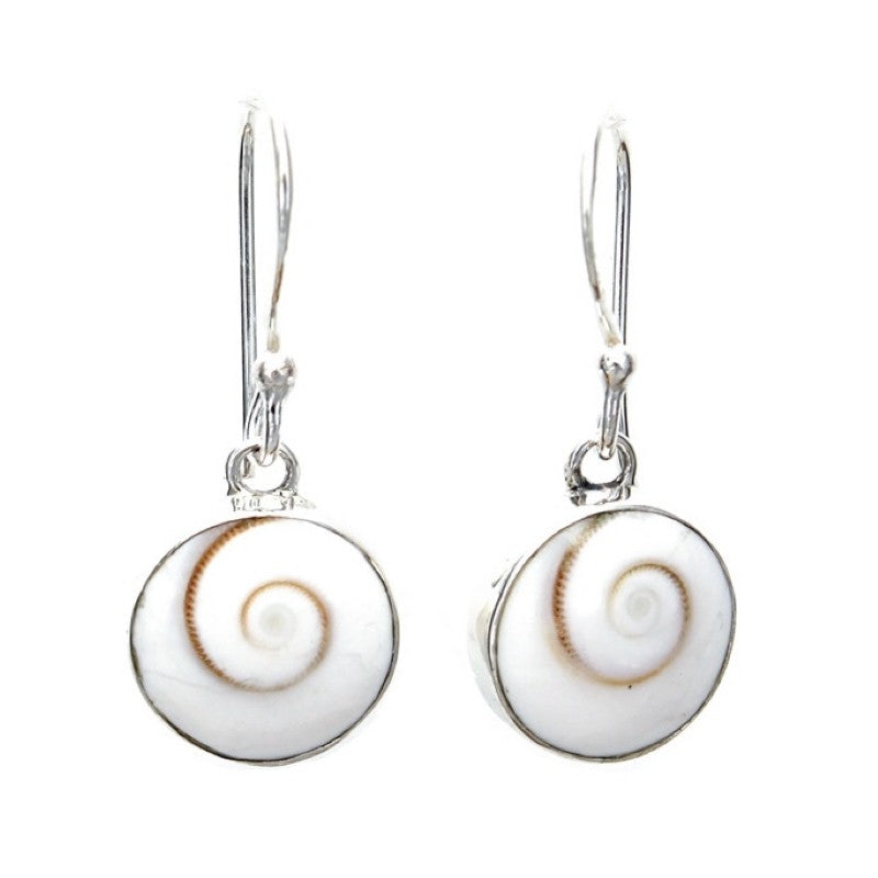Small Round Cat's Eye Shell & Sterling Silver Earrings