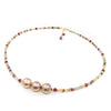 Multi Gemstones Necklace with 3 Pink Edison Pearls