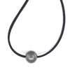 12mm Single Tahitian Pearl Leather Necklace