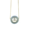 11mm Single Tahitian Pearl Solitaire Necklace with Adjustable 14k Gold Chain