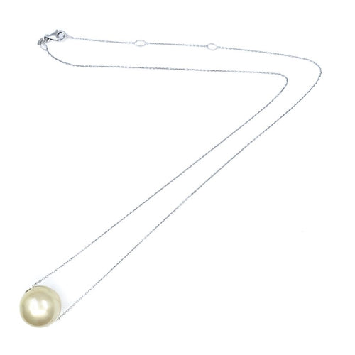 13mm Single South Sea Pearl Solitaire Necklace with Adjustable 14k Gold Chain