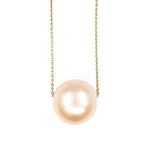 11mm Single Edison Pearl Solitaire Necklace with Adjustable 14k Gold Chain