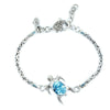 Filigreed Sterling Silver & Blue Topaz Turtle Bracelet