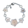 Pink Mother of Pearl & Sterling Silver Hibiscus Bracelet with Freshwater Pearls