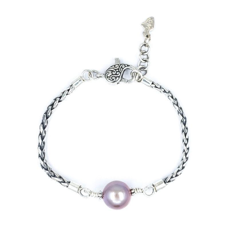 Handmade Sterling Silver Bracelet with Lavender Edison Pearl