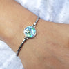 Round Abalone Shell & Sterling Silver Bracelet with Handmade Byzantine Chain