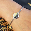 Round Sunset Shell & Sterling Silver Bracelet with Handmade Byzantine Chain
