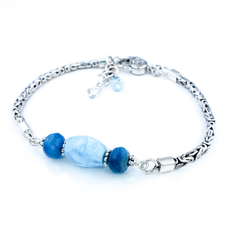 Handmade Sterling Silver Bracelet with Larimar and Apatite