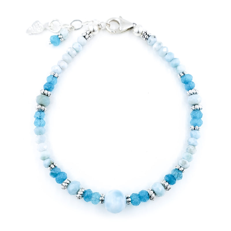 Larimar and Apatite Bracelet in Sterling Silver
