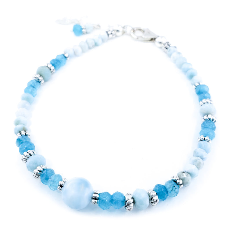 Larimar and Apatite Bracelet in Sterling Silver