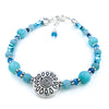 Amazonite, Apatite, and Mystic Pyrite Bracelet with Sterling Silver Hearts