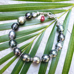 Tahitian Pearls, Ruby & Sterling Silver Bracelet