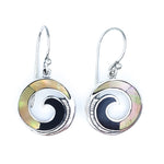 Round Maui Wave Earrings with Sunset Shell & Sterling Silver