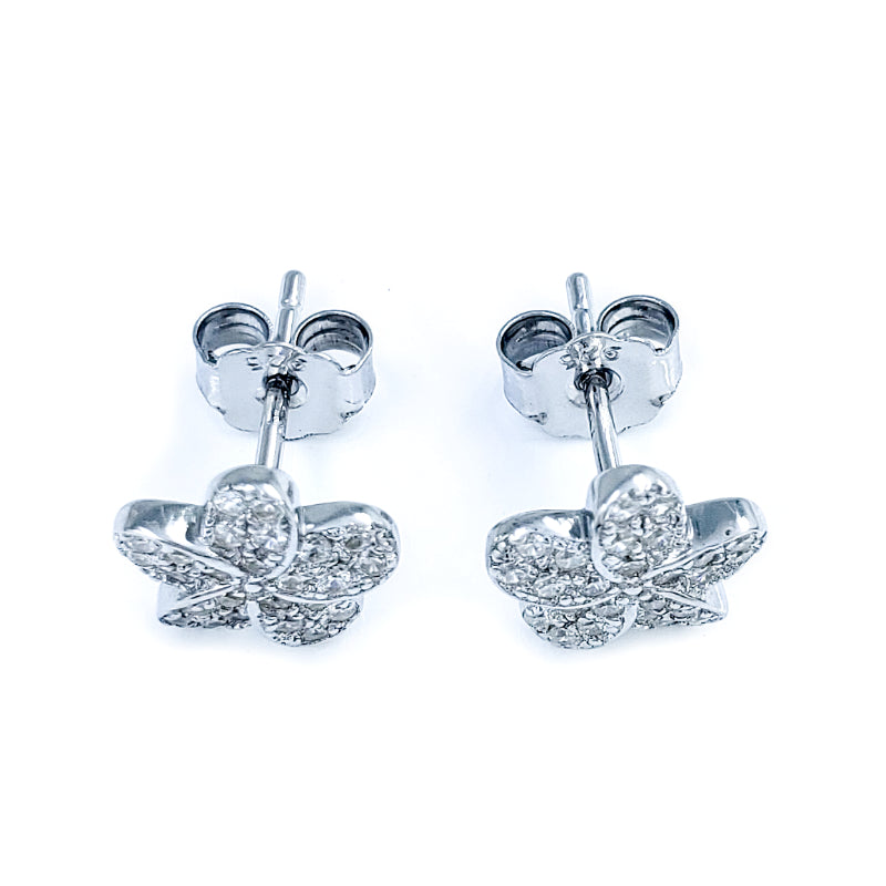 Sterling Silver & Cubic Zirconia Plumeria Earrings