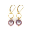 10mm Lavender Edison Pearl Gold Earrings