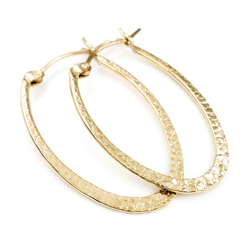 Textured Oval 14k Gold Filled Hoop Earrings