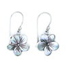 Gray Mother of Pearl & Sterling Silver Hibiscus Earrings