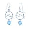 Sterling Silver Wave Earrings with Larimar