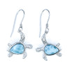 Sterling Silver Turtle Earrings with Larimar
