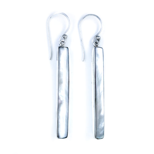 Sterling Silver & Mother Of Pearl Bar Earrings