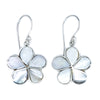Fancy White Mother of Pearl & Sterling Silver Plumeria Flower Earrings