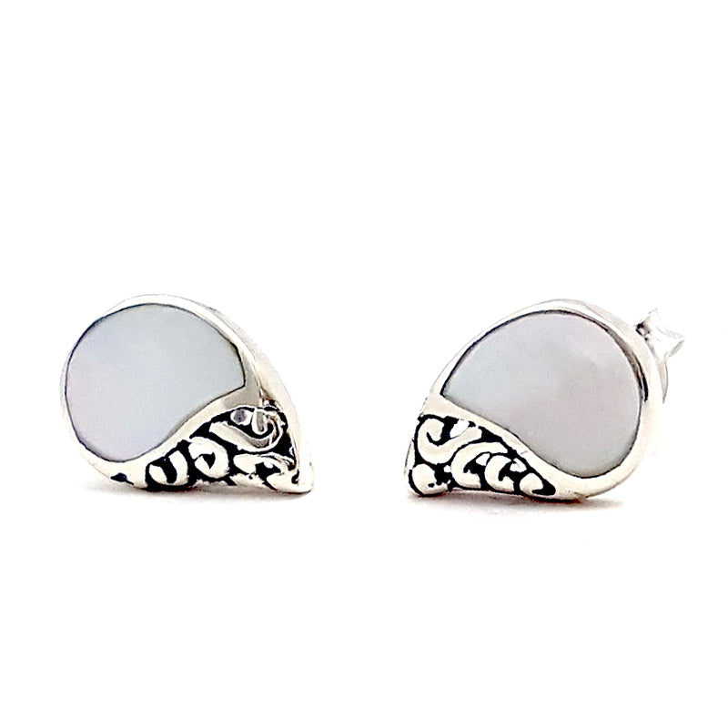 Mother Of Pearl Shell & Sterling Silver Stud Earrings