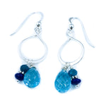 Sterling Silver Earrings with Blue Topaz, Apatite, and Lapis Lazuli