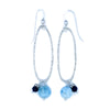 Oval Textured Sterling Silver Earrings with Larimar and Lapis Lazuli