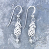 Hali’imaile Earrings - Sterling Silver Pineapple with White Freshwater Pearls