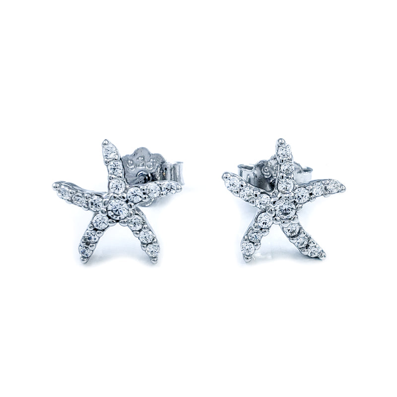 Sterling Silver & Cubic Zirconia Starfish Earrings