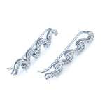 Sterling Silver & Cubic Zirconia Earrings with 3 Waves (Earcrawler)