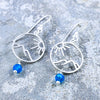 Haleakala Earrings - Sterling Silver Sun & Volcano with Blue Apatite