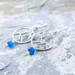 Haleakala Earrings - Sterling Silver Sun & Volcano with Blue Apatite