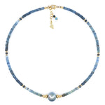 Aqua Gemstones Necklace with Gray Tahitian Pearl