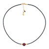 Black Spinel Necklace with 8mm Faceted Ruby Bead