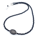 Black Spinel Necklace with Cubic Zirconia & Sterling Silver