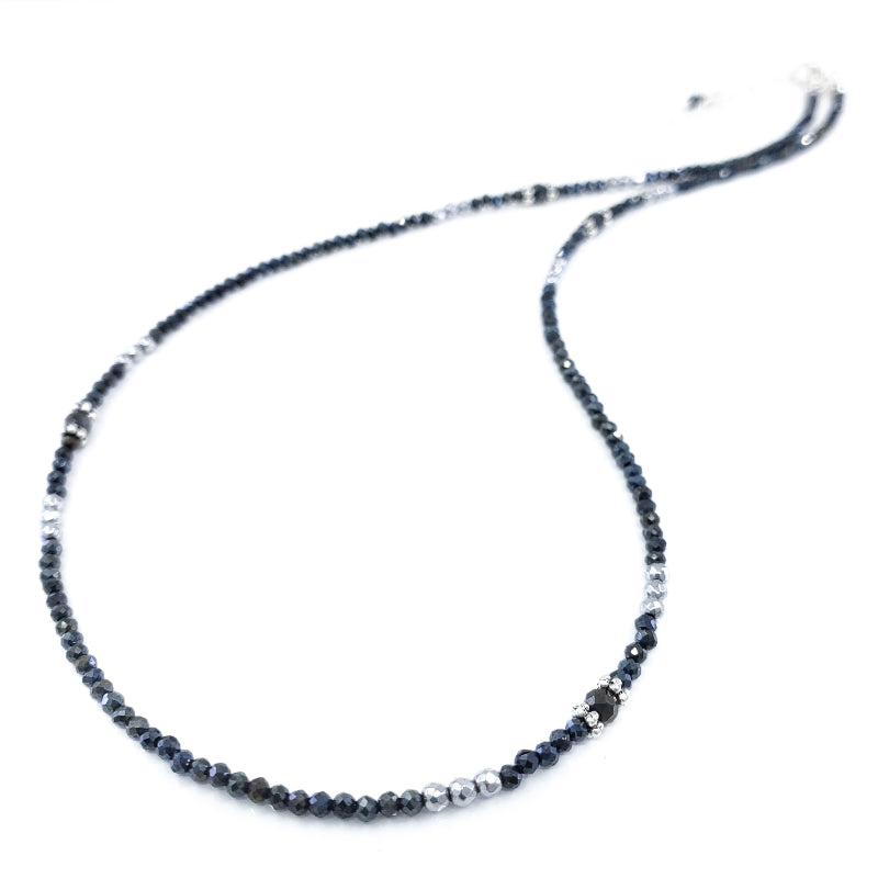Black Spinel and Hematite Necklace in Sterling Silver