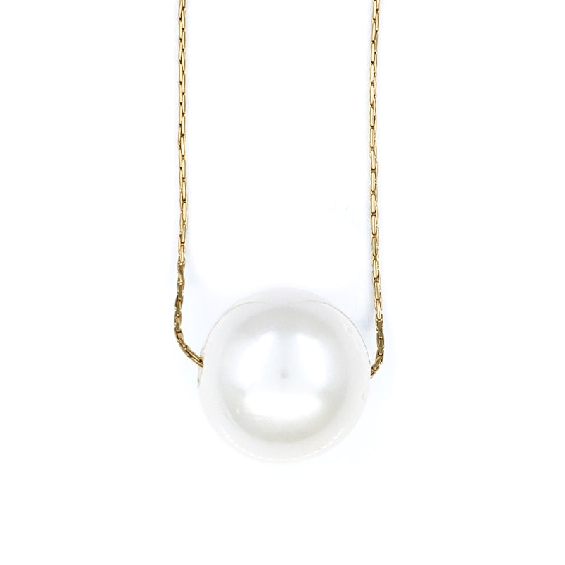 12mm Single White Edison Pearl Solitaire Necklace