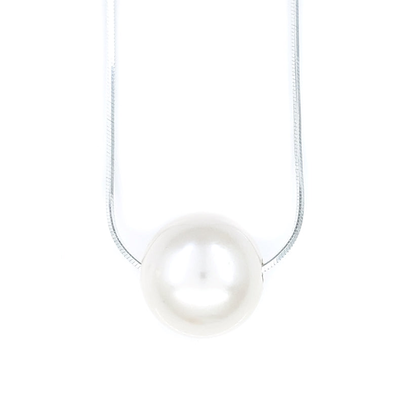 12mm Single White Edison Pearl Solitaire Necklace